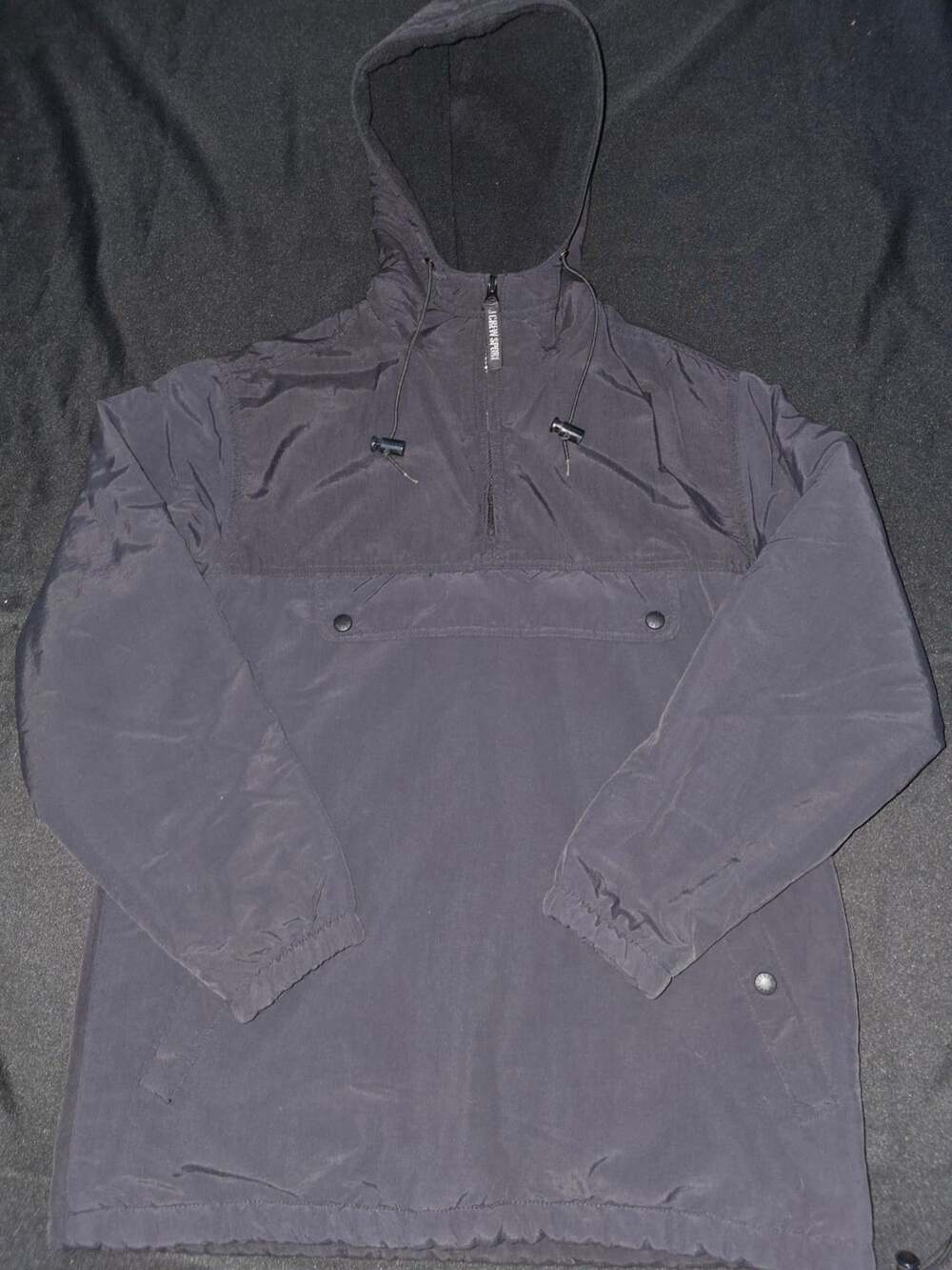 Vintage J.Crew Sport Heavy Fleece Quarter Zip Anorak Hooded Jacket Men's WS